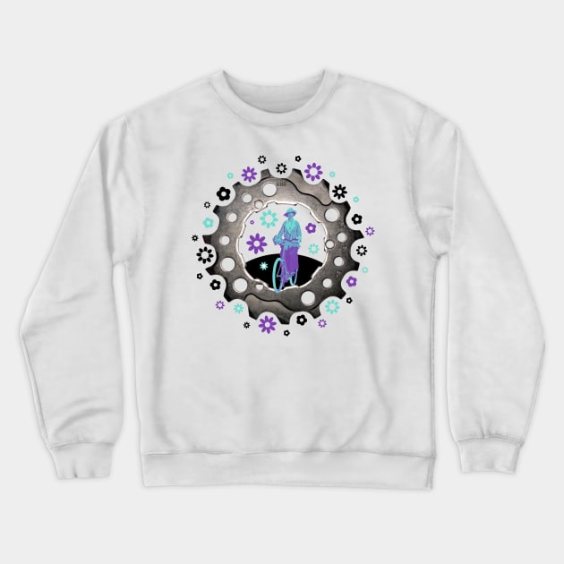 Cyclist With Vintage Bike and Flowers Crewneck Sweatshirt by NeddyBetty